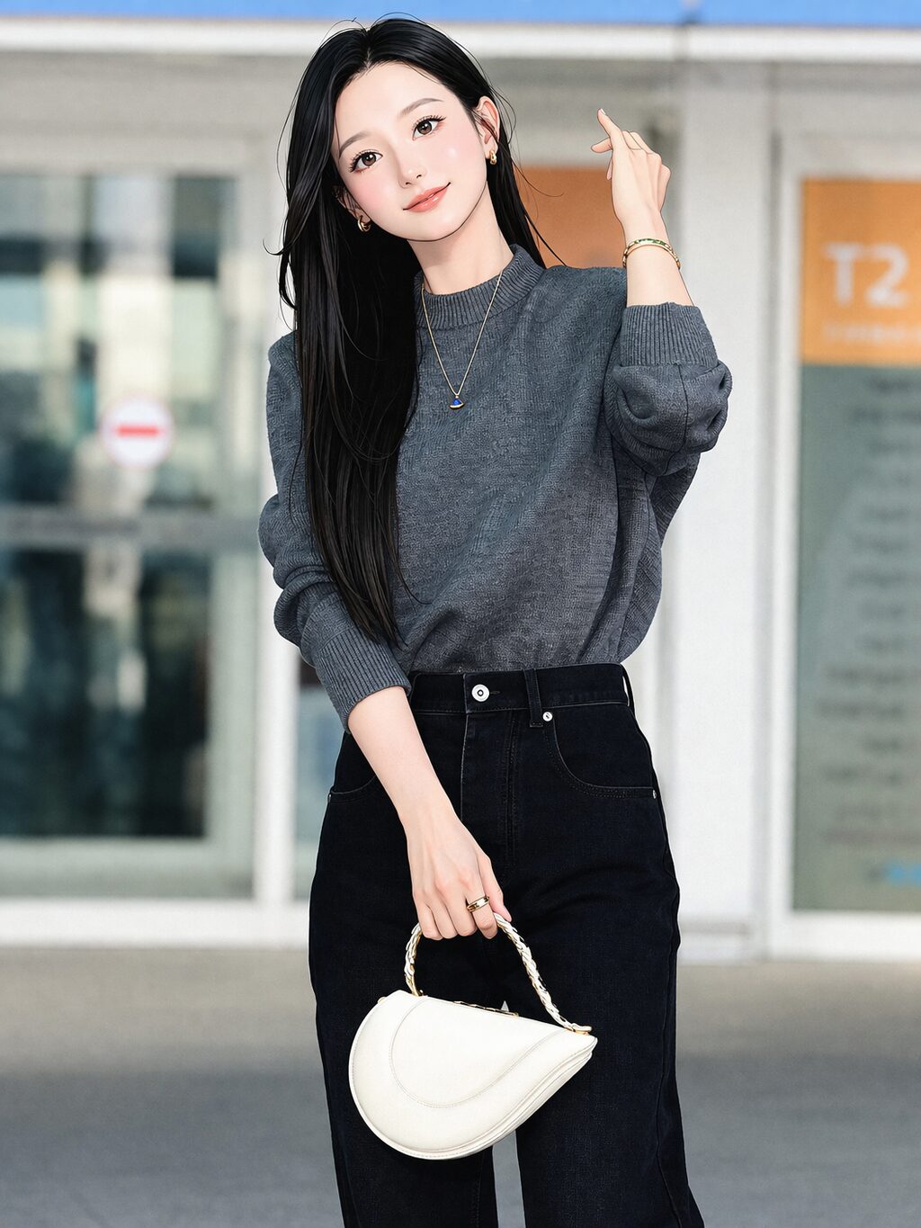 キムジウォン 空港ファッション ブルガリ