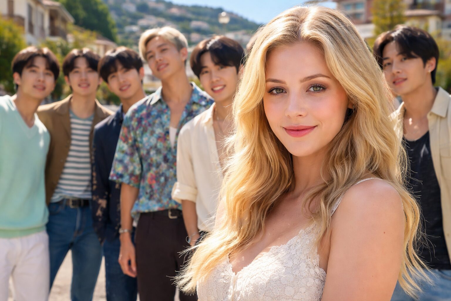 BTS新曲SWIMのMVに出演する女の子とメンバーのイメージ画像