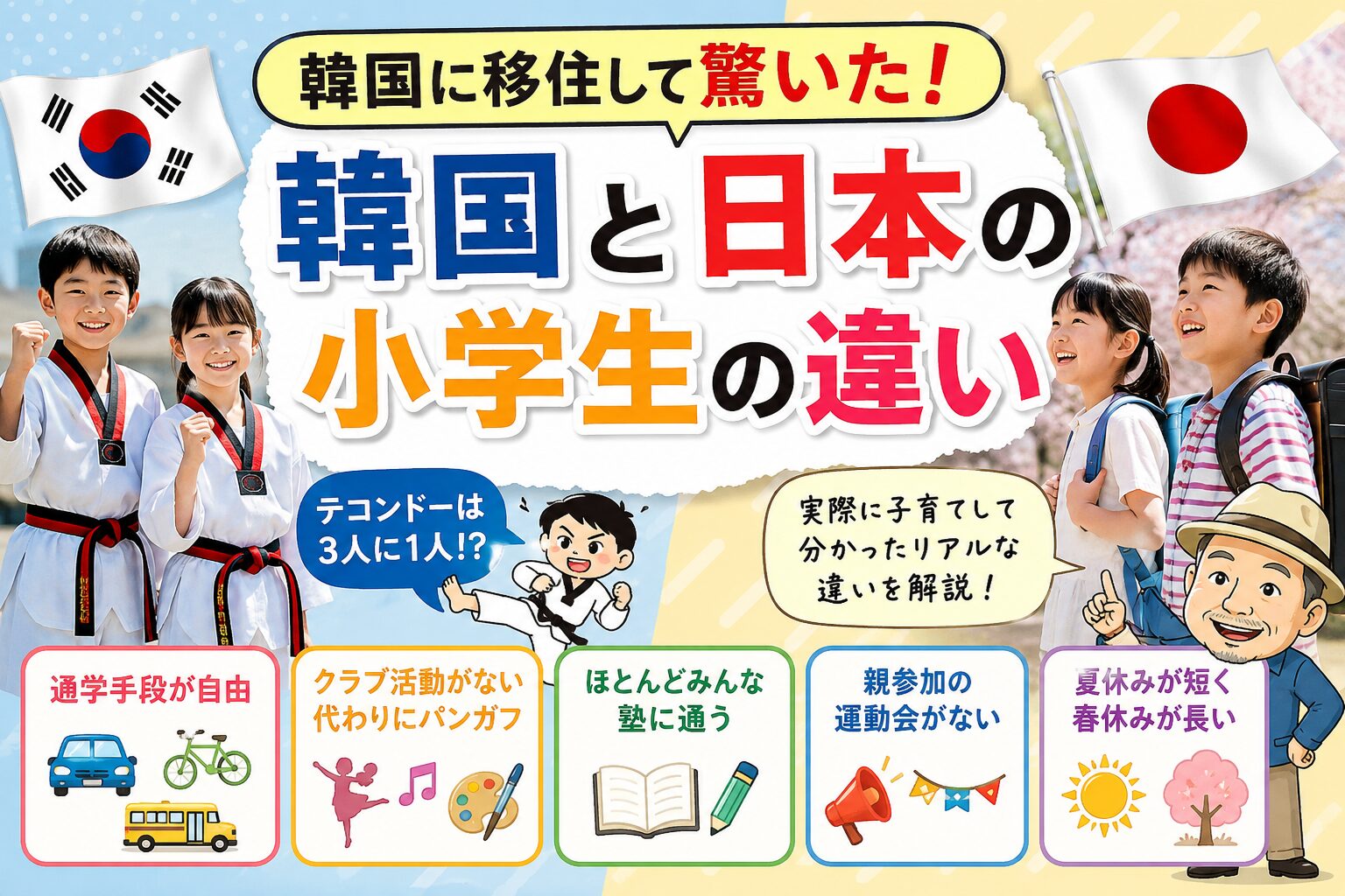 韓国に移住して驚いた！韓国と日本の小学生の違い